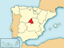 Ubicación de la Comunidad de Madrid en España